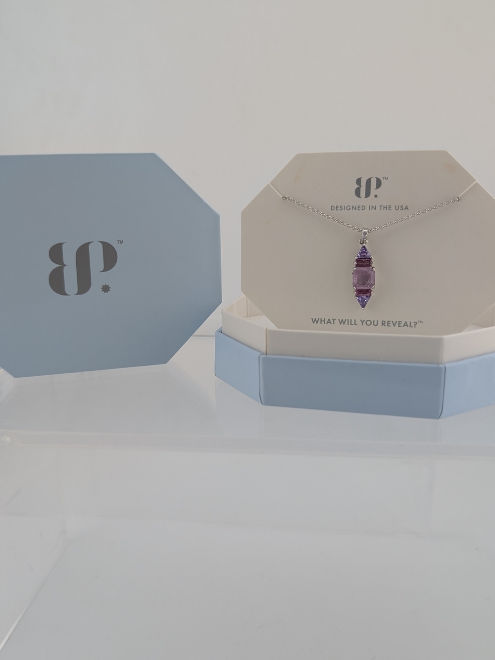 Purple Amethyst Pendant Necklace with Silver Chain